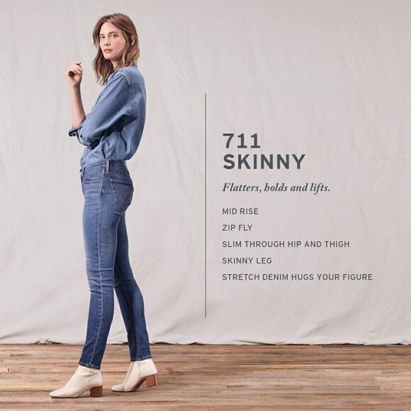 NWT Levi's Skinny Filiforme Mid Rise Skinny Jeans - Picture 1 of 10